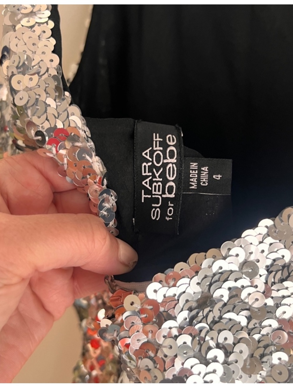 Bebe sparkle silver dress size 4 - Picture 5 of 6